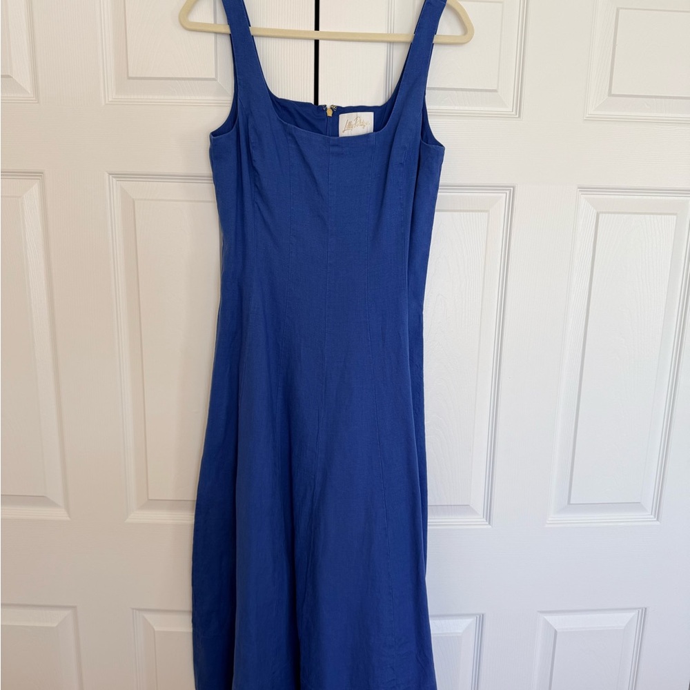 💕EUC Lilly Pulitzer Vibrant Calina Blue Midi Dress - Picture 7 of 9